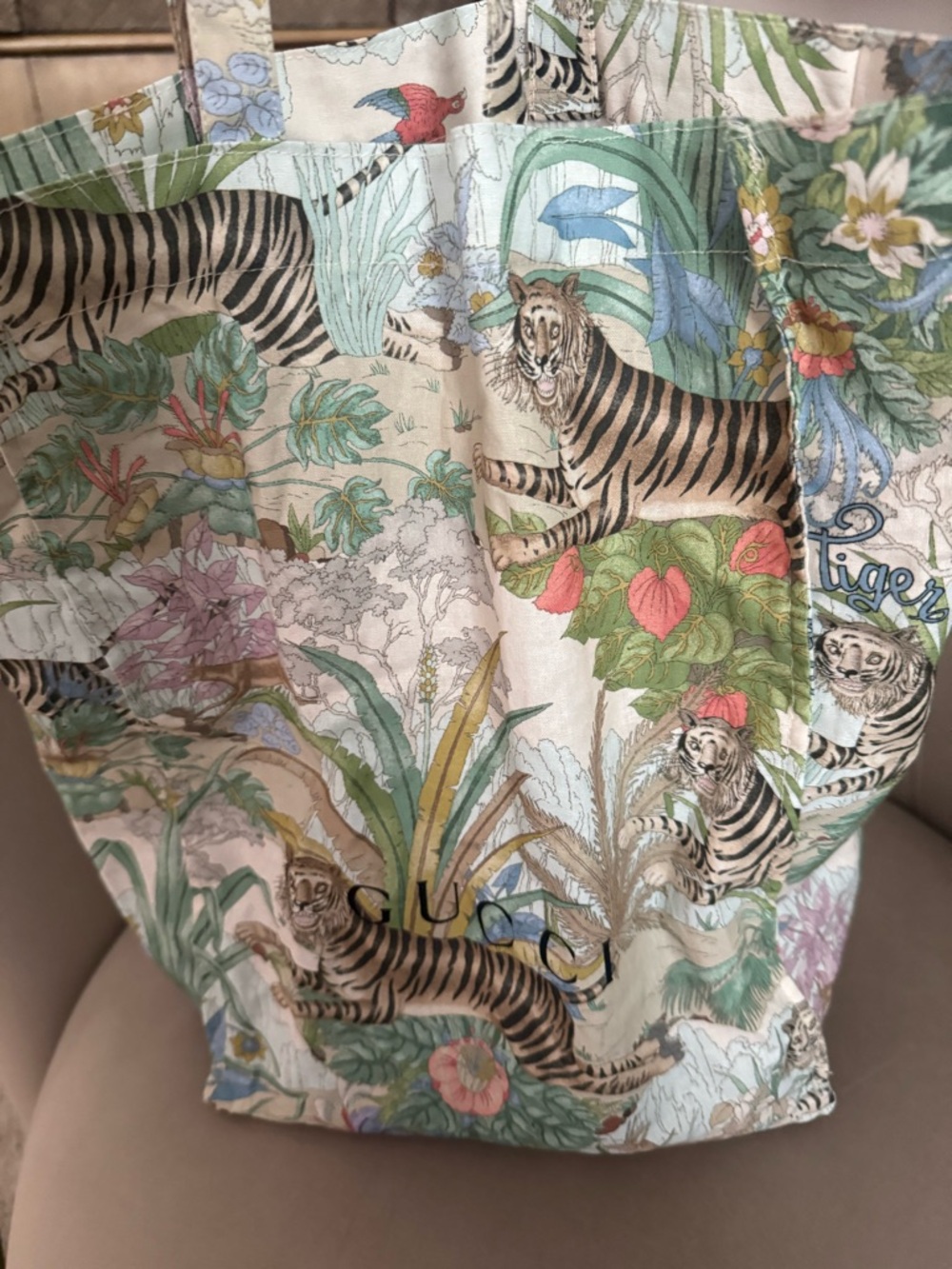 Tropical Tiger Print Tote Bag - Multicolor